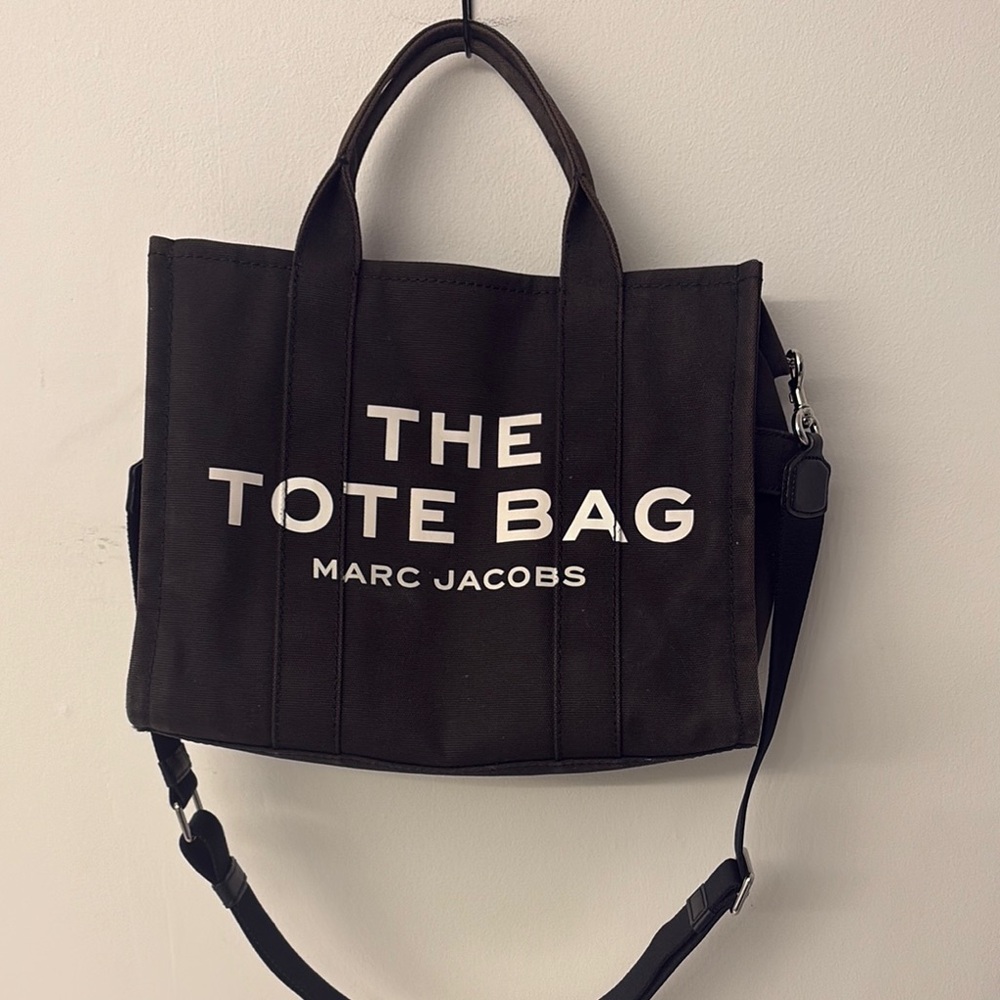 Marc Jacobs Black Canvas Tote Bag with Adjustable Strap